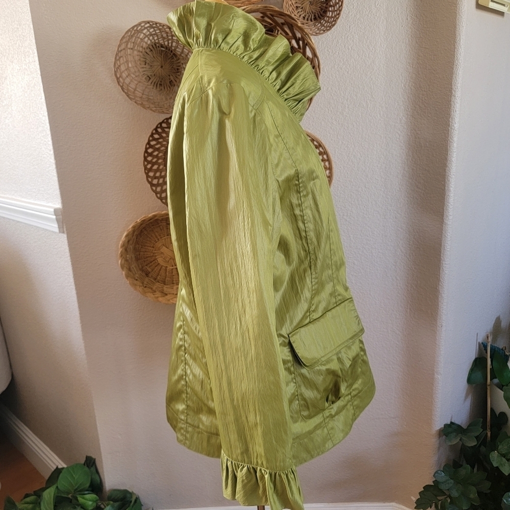 Flair Ruffle Neck Lightweight Jacket Business Casual Sz L - Picture 4 of 6